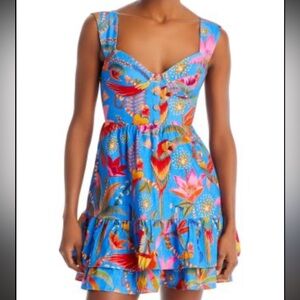 NWOT! Farm Rio Macaw Linen Mini Party Dress